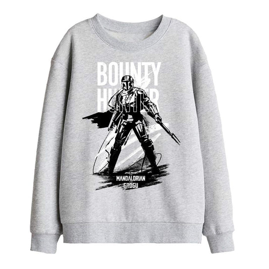 Athletic Heather - Front - The Mandalorian & Grogu Childrens-Kids Bounty Hunter Ink Sweatshirt