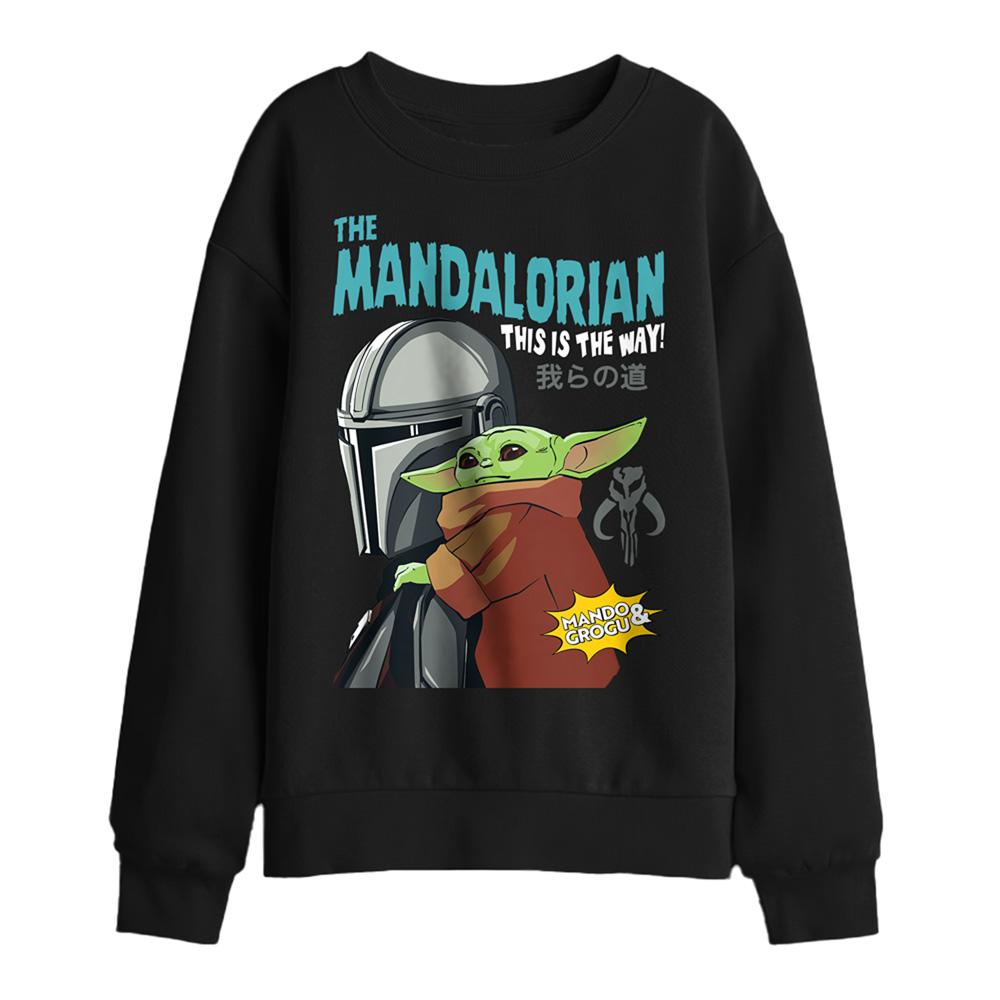 Black - Front - The Mandalorian & Grogu Childrens-Kids Grogu Poster Sweatshirt