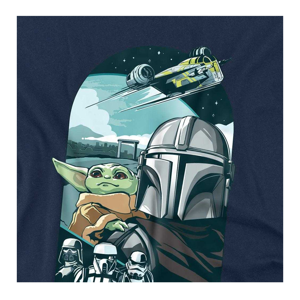 Navy - Side - The Mandalorian & Grogu Childrens-Kids Grogu Razor Crest Sweatshirt
