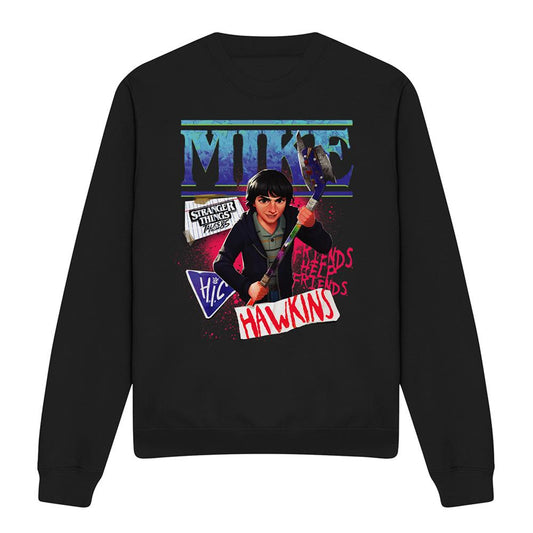 Black - Front - Stranger Things: Tales from ´85 Unisex Adult Mike Sweatshirt