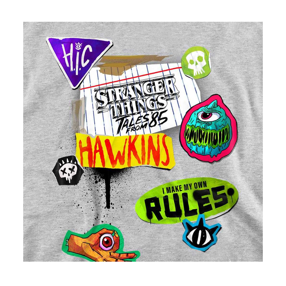 Athletic Heather - Side - Stranger Things: Tales from ´85 Unisex Adult Scrapbook Icons Sweatshirt