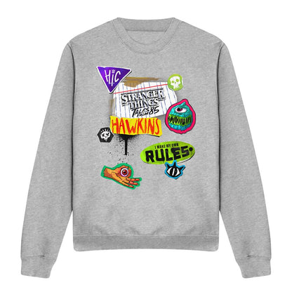 Athletic Heather - Front - Stranger Things: Tales from ´85 Unisex Adult Scrapbook Icons Sweatshirt