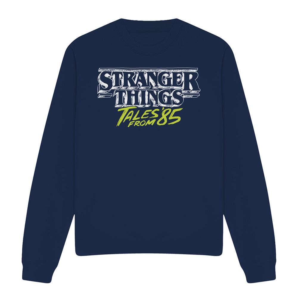 Navy - Front - Stranger Things: Tales from ´85 Unisex Adult Two Tone Logo Sweatshirt