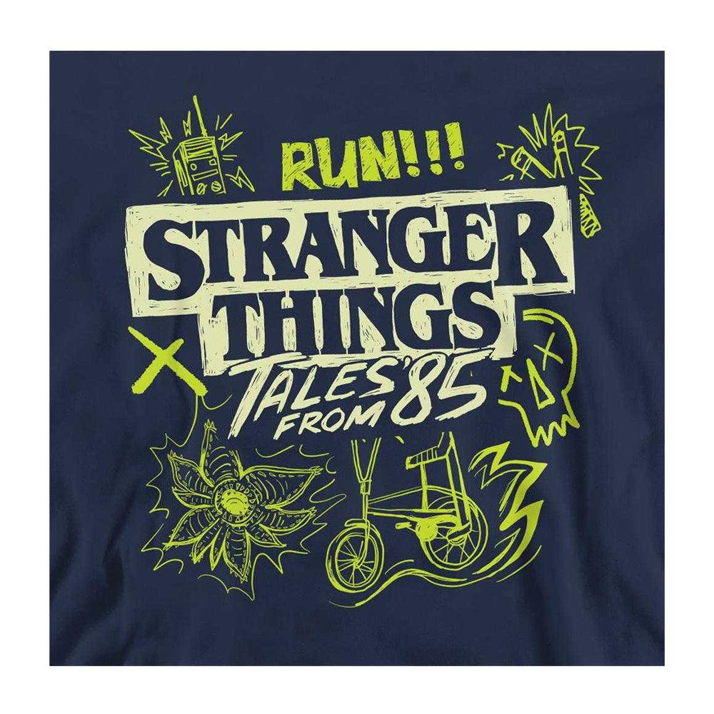 Navy - Side - Stranger Things: Tales from ´85 Unisex Adult Graffiti Glow Sweatshirt
