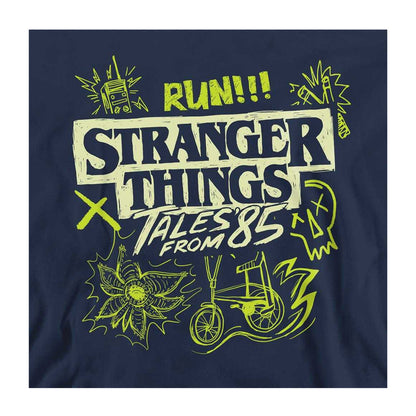 Navy - Side - Stranger Things: Tales from ´85 Unisex Adult Graffiti Glow Sweatshirt