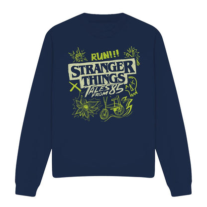 Navy - Front - Stranger Things: Tales from ´85 Unisex Adult Graffiti Glow Sweatshirt