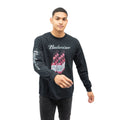 Black-Pink-White - Side - Budweiser Mens Six Pack Bottles Cotton Long-Sleeved T-Shirt