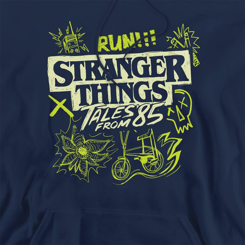 Navy - Side - Stranger Things: Tales from ´85 Unisex Adult Graffiti Glow Hoodie