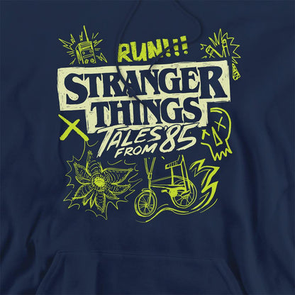 Navy - Side - Stranger Things: Tales from ´85 Unisex Adult Graffiti Glow Hoodie