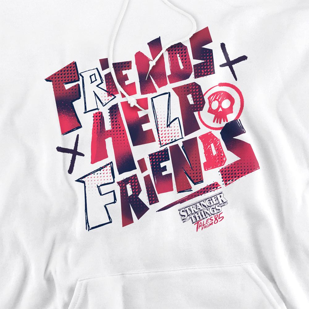 White - Side - Stranger Things: Tales from ´85 Unisex Adult Friends Help Hoodie