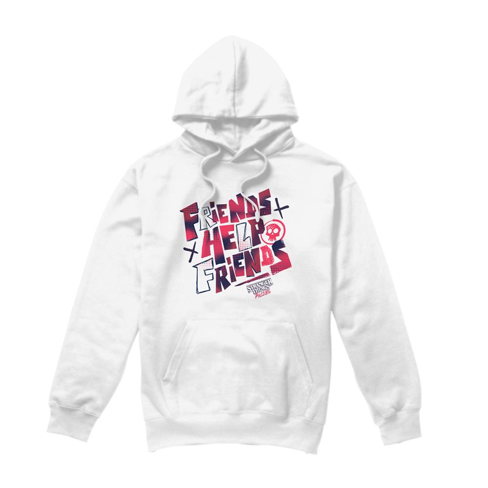White - Front - Stranger Things: Tales from ´85 Unisex Adult Friends Help Hoodie