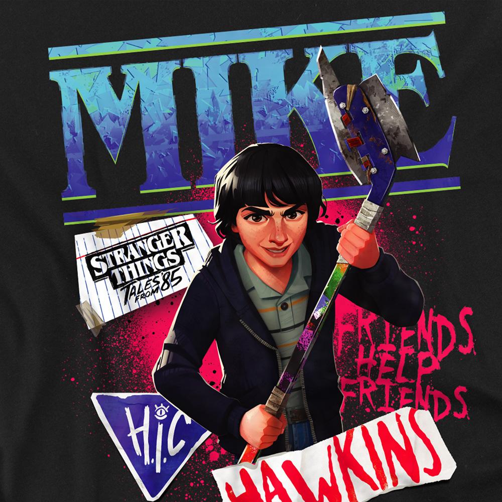 Black - Back - Stranger Things: Tales from ´85 Unisex Adult Mike Long-Sleeved T-Shirt