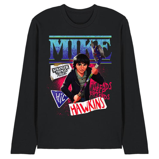 Black - Front - Stranger Things: Tales from ´85 Unisex Adult Mike Long-Sleeved T-Shirt