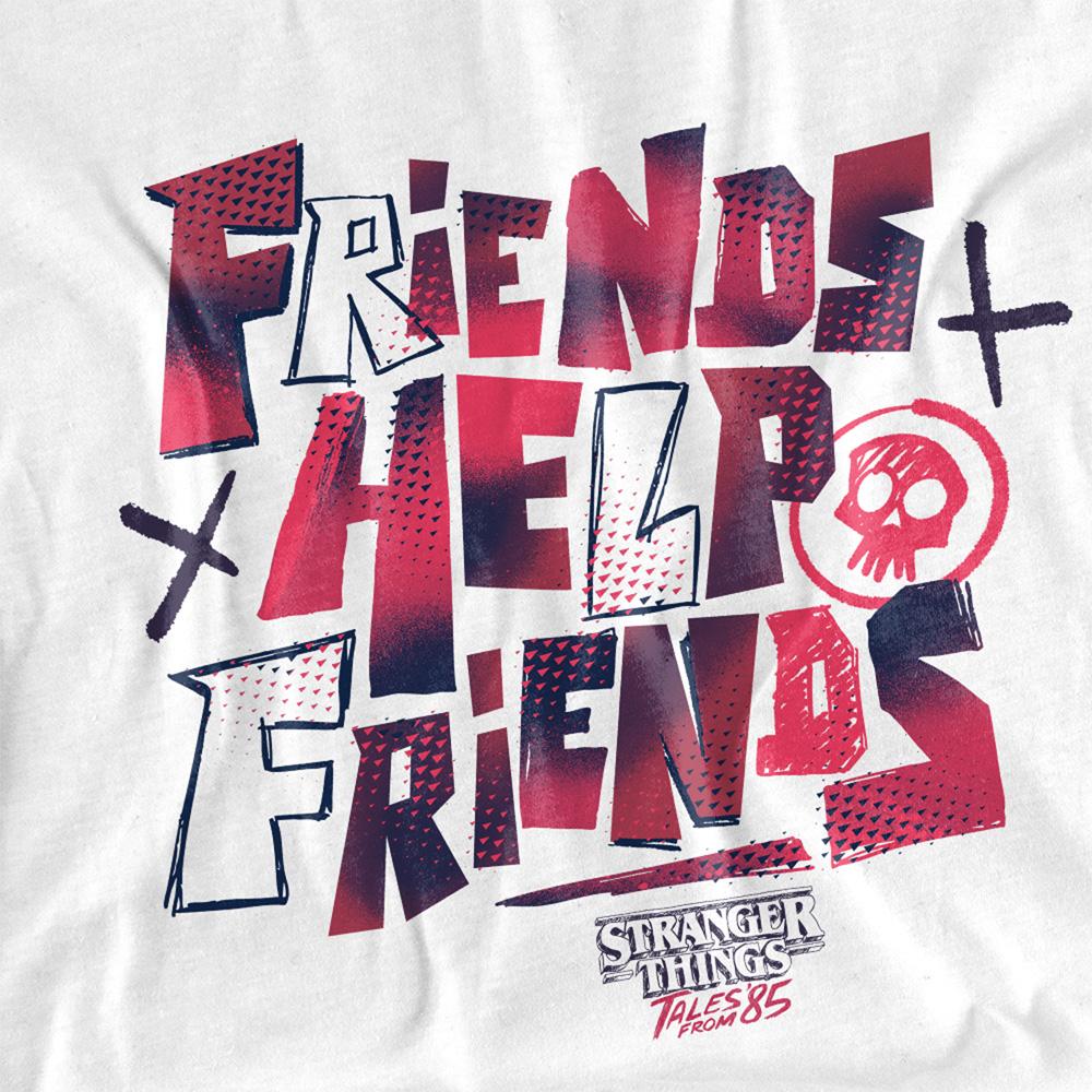 White - Side - Stranger Things: Tales from ´85 Unisex Adult Friends Help Long-Sleeved T-Shirt