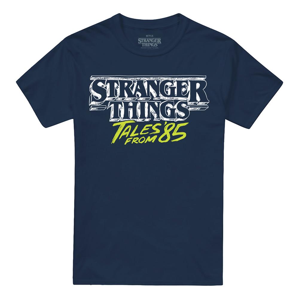 Navy - Front - Stranger Things: Tales from ´85 Unisex Adult Two Tone Logo T-Shirt
