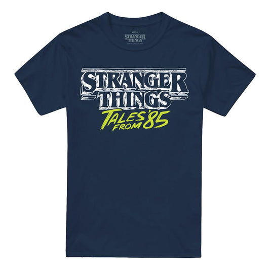 Navy - Front - Stranger Things: Tales from ´85 Unisex Adult Two Tone Logo T-Shirt