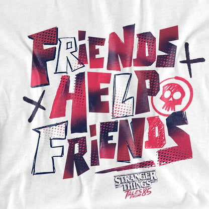 White - Side - Stranger Things: Tales from ´85 Unisex Adult Friends Help T-Shirt