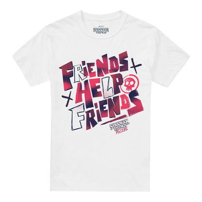 White - Front - Stranger Things: Tales from ´85 Unisex Adult Friends Help T-Shirt