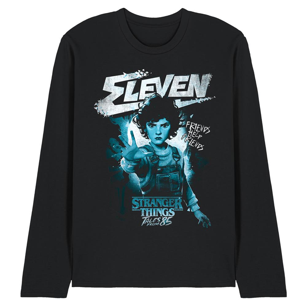 Black - Front - Stranger Things: Tales from ´85 Unisex Adult Eleven Long-Sleeved T-Shirt