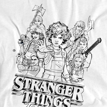 White - Side - Stranger Things: Tales from ´85 Unisex Adult Group Sketch T-Shirt
