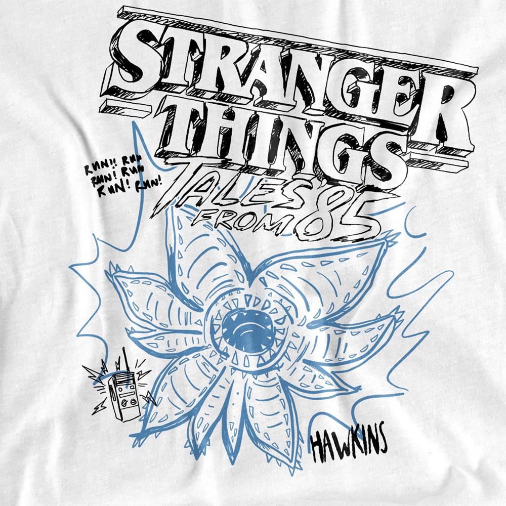 White - Side - Stranger Things: Tales from ´85 Unisex Adult Demogorgon Sketch T-Shirt