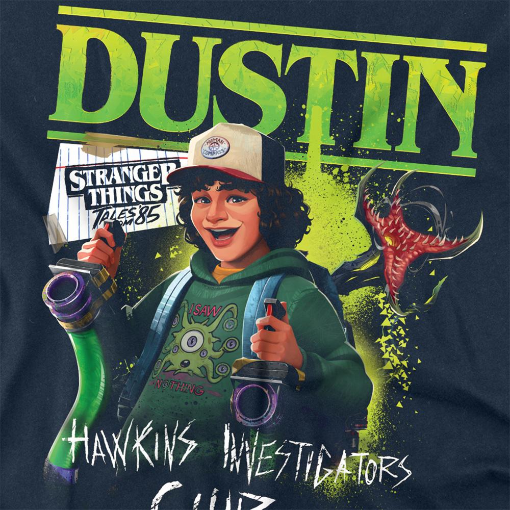 Navy - Side - Stranger Things: Tales from ´85 Unisex Adult Dustin Long-Sleeved T-Shirt