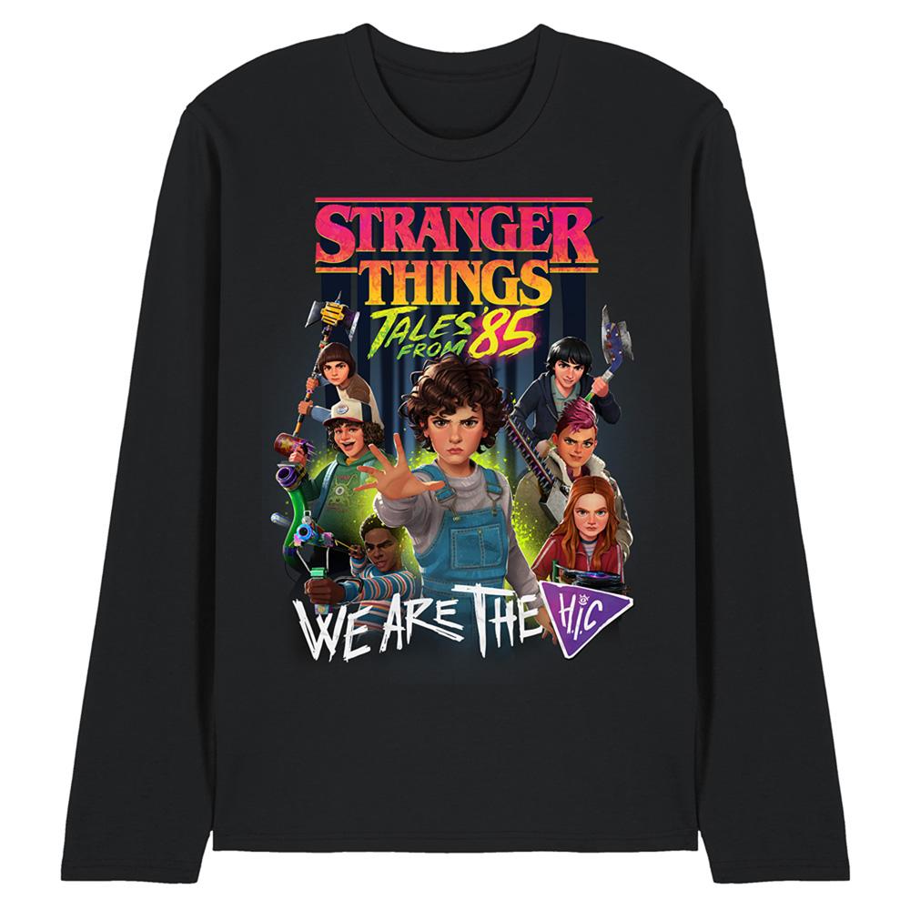 Black - Front - Stranger Things: Tales from ´85 Unisex Adult Hic Poster Long-Sleeved T-Shirt
