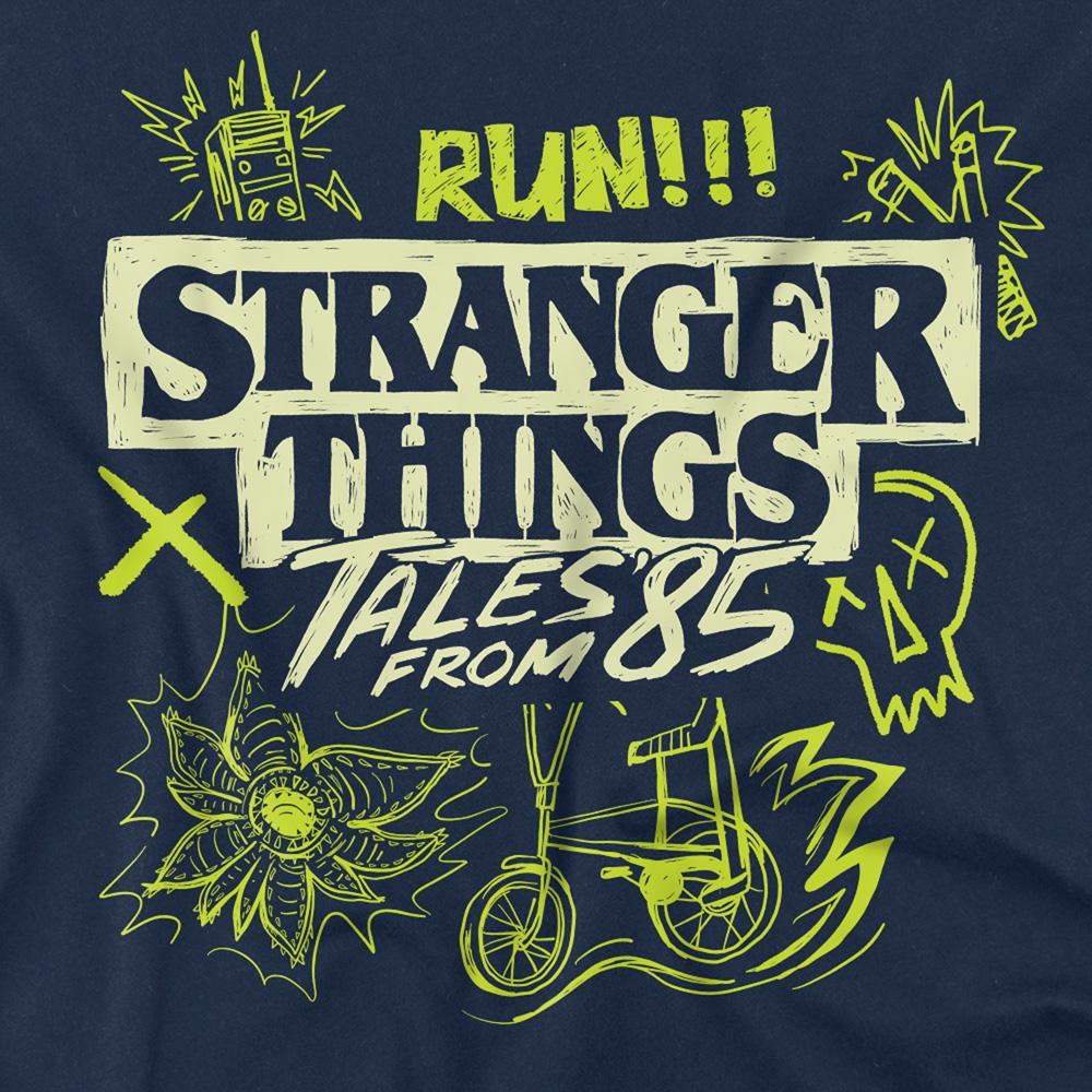 Navy - Side - Stranger Things: Tales from ´85 Unisex Adult Graffiti Glow T-Shirt