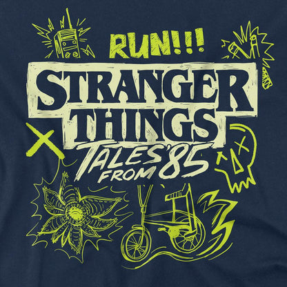 Navy - Side - Stranger Things: Tales from ´85 Unisex Adult Graffiti Glow T-Shirt