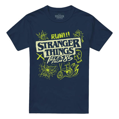 Navy - Front - Stranger Things: Tales from ´85 Unisex Adult Graffiti Glow T-Shirt