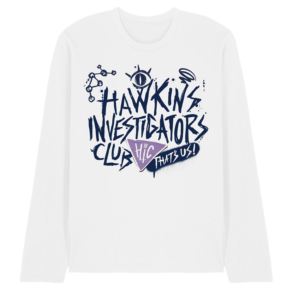 White - Front - Stranger Things: Tales from ´85 Unisex Adult Hic Scribble Long-Sleeved T-Shirt