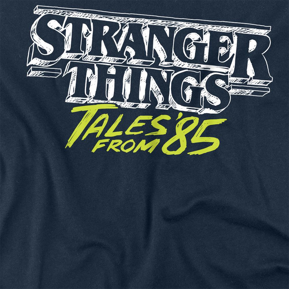Navy - Side - Stranger Things: Tales from ´85 Unisex Adult Two Tone Logo Long-Sleeved T-Shirt