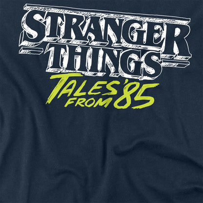 Navy - Side - Stranger Things: Tales from ´85 Unisex Adult Two Tone Logo Long-Sleeved T-Shirt