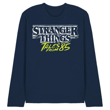Navy - Front - Stranger Things: Tales from ´85 Unisex Adult Two Tone Logo Long-Sleeved T-Shirt