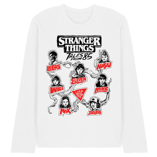 White - Front - Stranger Things: Tales from ´85 Unisex Adult Character Vines Long-Sleeved T-Shirt