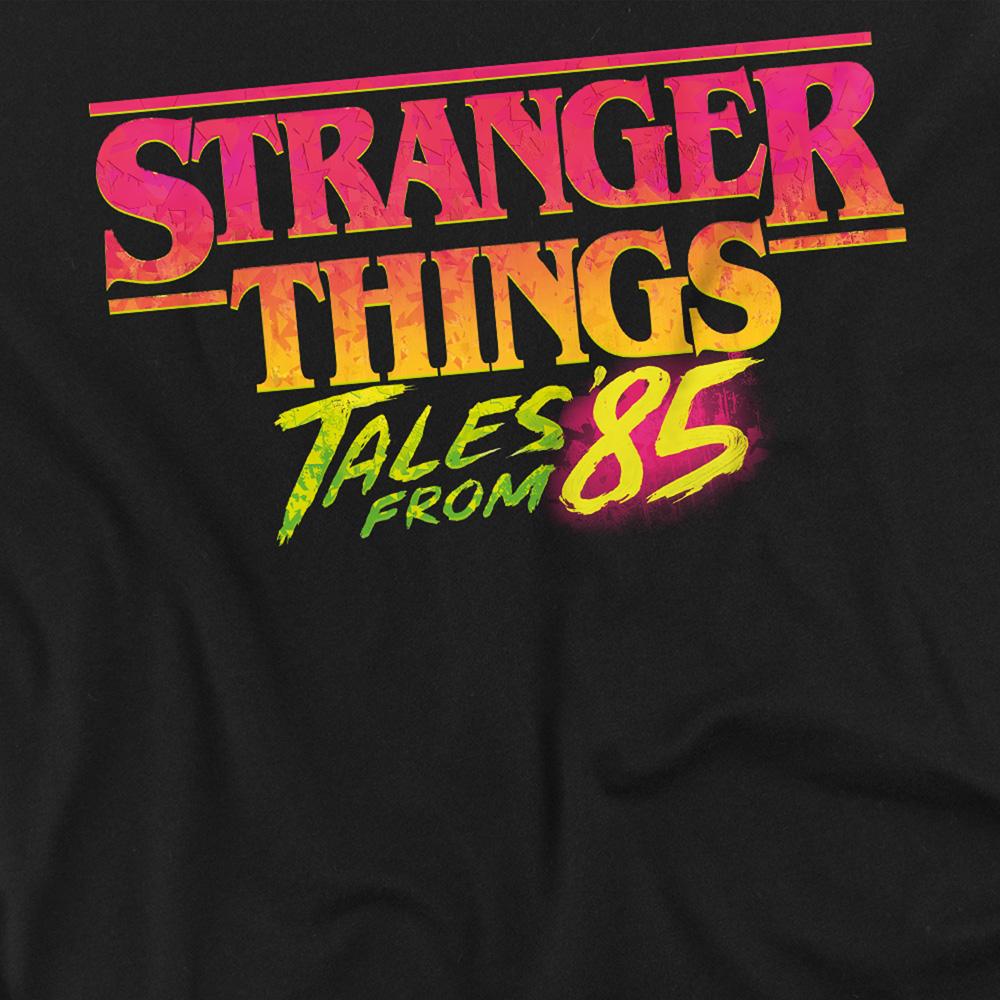 Black - Side - Stranger Things: Tales from ´85 Womens-Ladies Logo Capped Sleeved T-Shirt