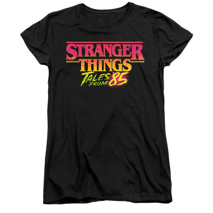 Black - Front - Stranger Things: Tales from ´85 Womens-Ladies Logo Capped Sleeved T-Shirt
