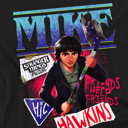 Black - Side - Stranger Things: Tales from ´85 Womens-Ladies Mike Capped Sleeved T-Shirt