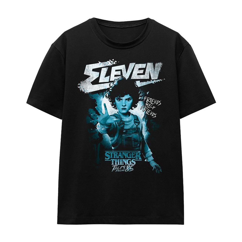 Black - Front - Stranger Things: Tales from ´85 Womens-Ladies Eleven Mono T-Shirt