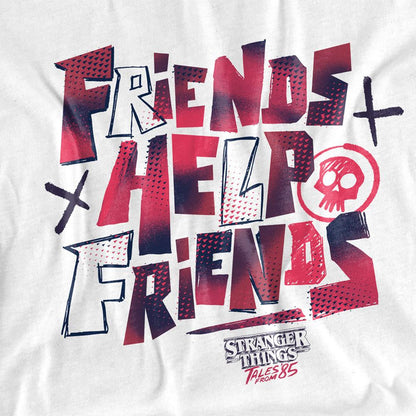 White - Side - Stranger Things: Tales from ´85 Womens-Ladies Friends Help T-Shirt
