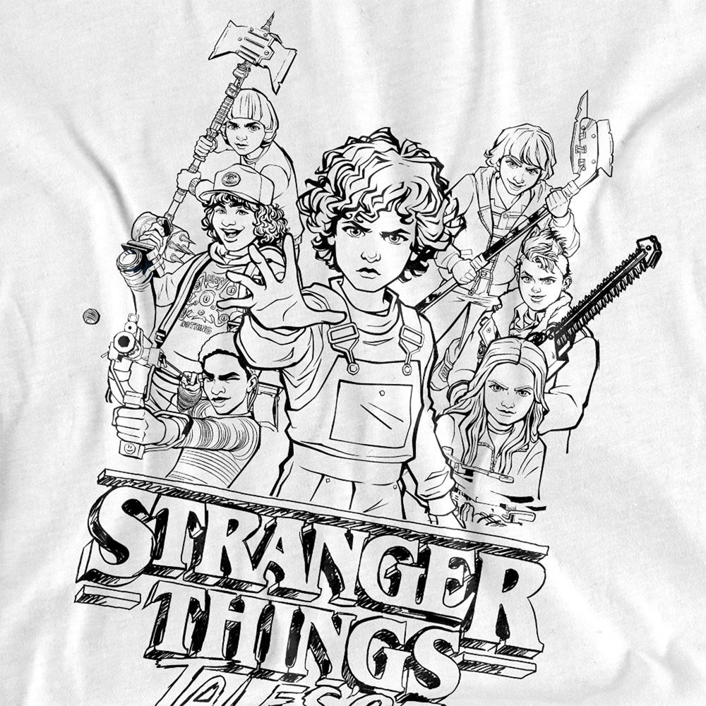 White - Side - Stranger Things: Tales from ´85 Womens-Ladies Group Sketch T-Shirt