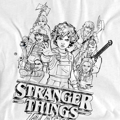 White - Side - Stranger Things: Tales from ´85 Womens-Ladies Group Sketch T-Shirt