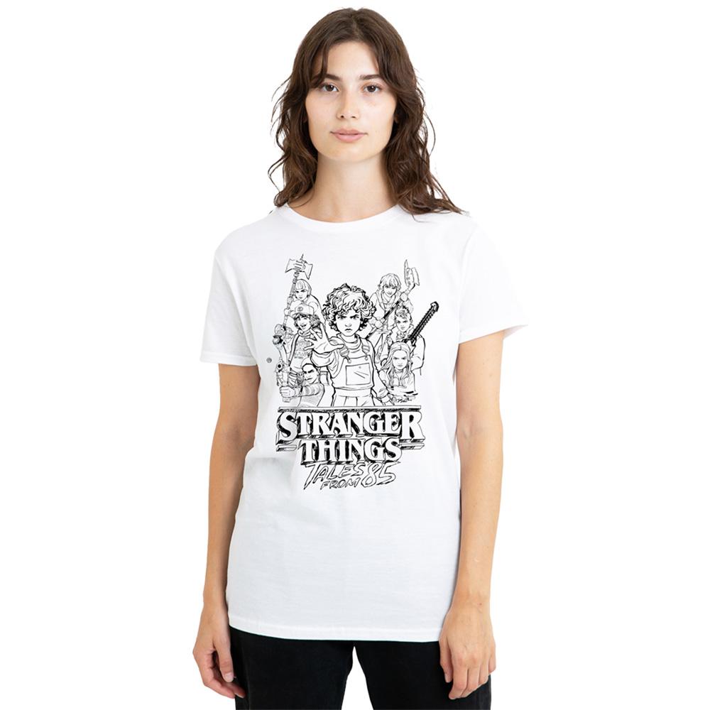 White - Lifestyle - Stranger Things: Tales from ´85 Womens-Ladies Group Sketch T-Shirt