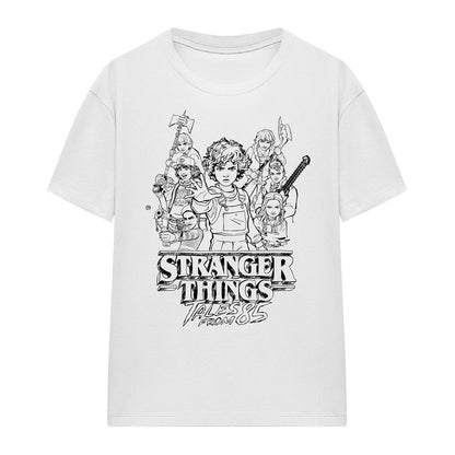 White - Front - Stranger Things: Tales from ´85 Womens-Ladies Group Sketch T-Shirt