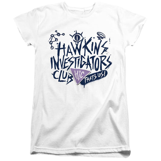 White - Front - Stranger Things: Tales from ´85 Womens-Ladies Hic Scribble Capped Sleeved T-Shirt