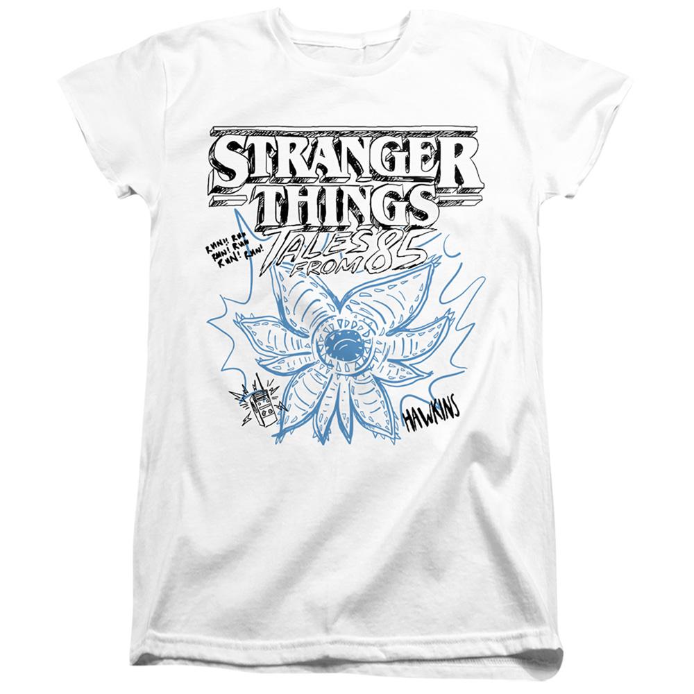 White - Front - Stranger Things: Tales from ´85 Womens-Ladies Demogorgon Sketch Capped Sleeved T-Shirt