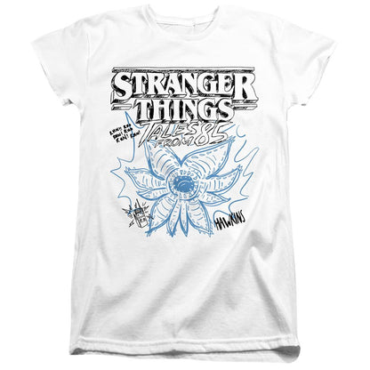 White - Front - Stranger Things: Tales from ´85 Womens-Ladies Demogorgon Sketch Capped Sleeved T-Shirt