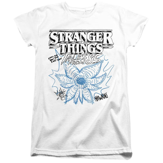 White - Front - Stranger Things: Tales from ´85 Womens-Ladies Demogorgon Sketch Capped Sleeved T-Shirt