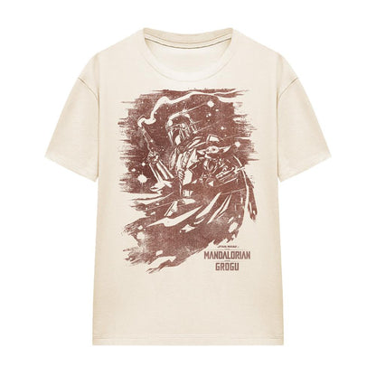 Natural - Front - The Mandalorian & Grogu Womens-Ladies Ink Print T-Shirt