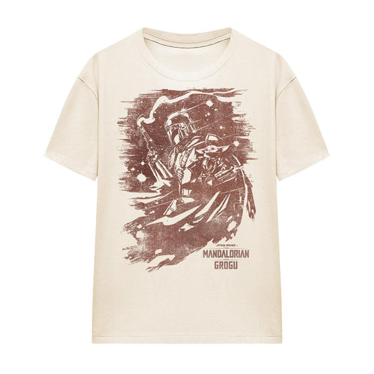 Natural - Front - The Mandalorian & Grogu Womens-Ladies Ink Print T-Shirt